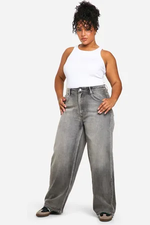 Boohoo Womens Plus Washed Straight Leg Denim Jean - 16
