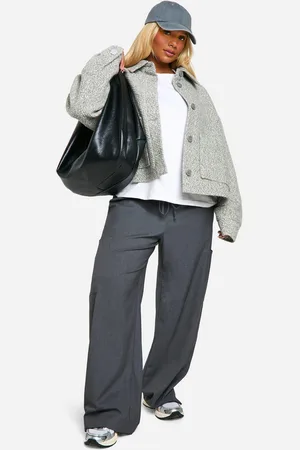 Boohoo Womens Plus Collared Boucle Wool Look Jacket - - 16