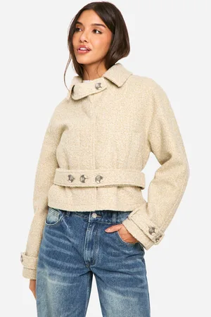 Boohoo Womens Boucle Wool Look Short Trench Coat - - 8