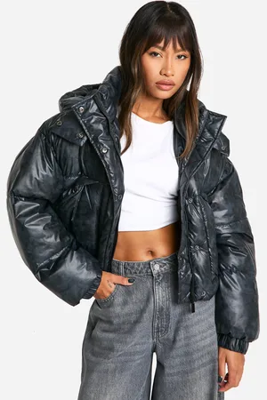 Boohoo Womens Distressed Look Puffer Jacket - - 14