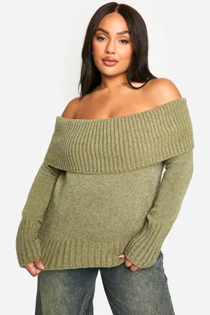 Boohoo Womens Plus Knitted Bardot Top - - 24