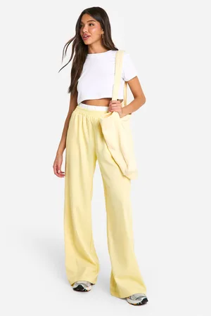 Boohoo Womens Contrast Waistband Wide Leg Trousers - - 8