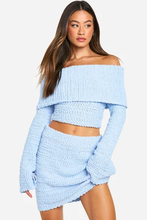 Boohoo Womens Tall Boucle Bardot Cropped Jumper - - L