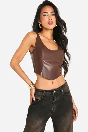 Boohoo Womens Pu Scoop Seam Detail Corset Top - - 6
