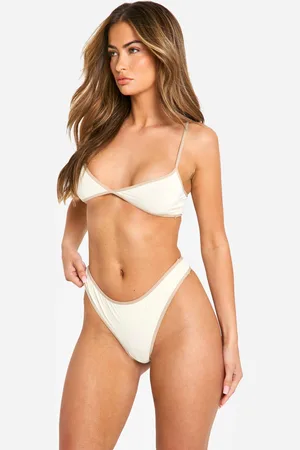 Boohoo Womens Contrast Edge Bralette And Thong Set - - L