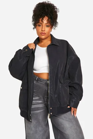 Boohoo Womens Plus Vintage Look Faux Leather Super Oversized Bomber Jacket - - 16