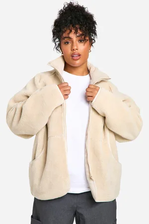Boohoo Womens Plus Oversized Teddy Zip Up Jacket - - 16