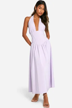 Boohoo Womens Bengaline Plunge Corset Midaxi Skater Dress - - 12