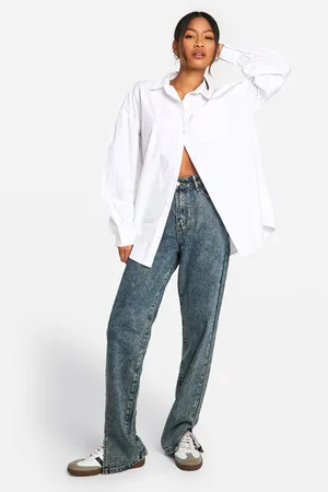 Boohoo Womens Basics Split Hem Straight Leg Jeans - - 6/30L