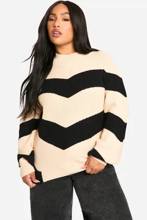 Boohoo Womens Plus High Neck Strip Jumper - - 24