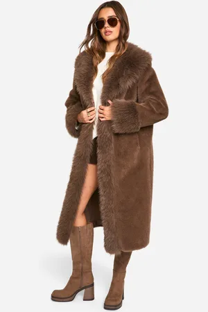 Boohoo Womens Premium Faux Fur Bonded Midaxi Coat - - 14