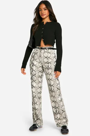 Boohoo Womens Print Straight Leg Jean - 6