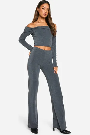 Boohoo Womens Tall Twist Detail Crop Top And Wide Leg Trouser Set - - 6