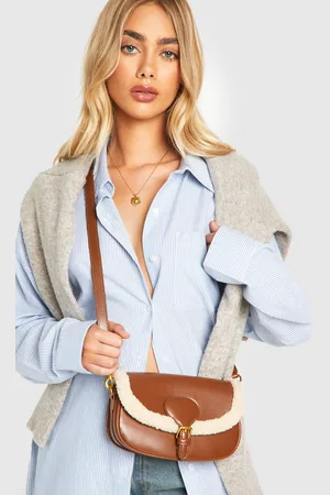 Boohoo Womens Borg Lined Buckle Cross Body Bag - - One Size