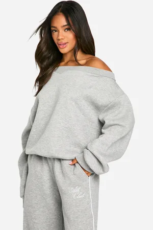 Boohoo Womens Off The Shoulder Sweatshirt - - S