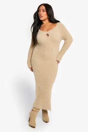 Boohoo Womens Plus Keyhole Knitted Maxi Dress - - 16-18