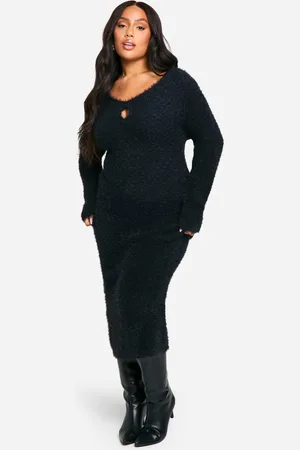Boohoo Womens Plus Keyhole Knitted Maxi Dress - - 16-18