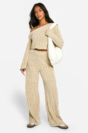 Boohoo Womens Petite Chenille Wide Leg Trousers - - 6