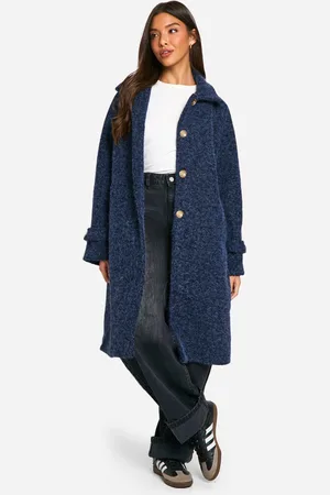 Boohoo Womens Textured Wool Look Coat - - 8
