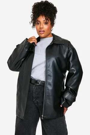 Boohoo Womens Plus Belted Faux Leather Trench Coat - - 16