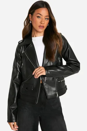 Boohoo Womens Tall Faux Leather Biker Jacket - - 6