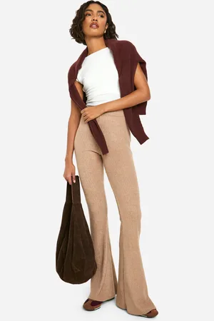Boohoo Womens Tall Brushed Rib Flare Trouser - - 8