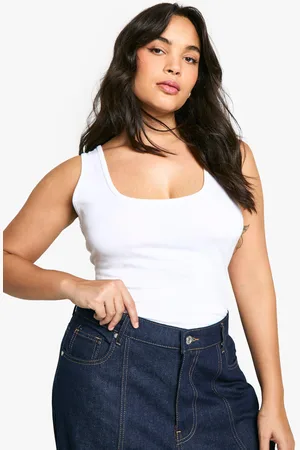 Boohoo Womens Basics Plus Cotton Scoop Neck Sleeveless Bodysuit - - 16