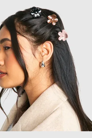 Boohoo Womens 3 Pack Tonal Flower Hair Mini Clips - - One Size