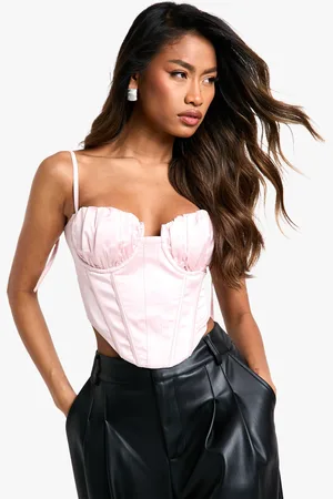 Boohoo Womens Tie Strap Boned Satin Corset Top - - 10