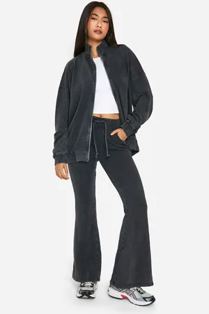 Boohoo Womens Acid Wash Distressed Flare Jogger - - S