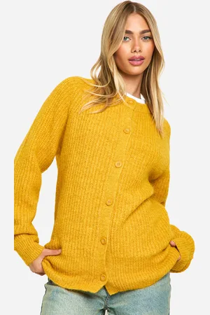 Boohoo Womens Knitted Oversized Boxy Button Front Cardigan - - S