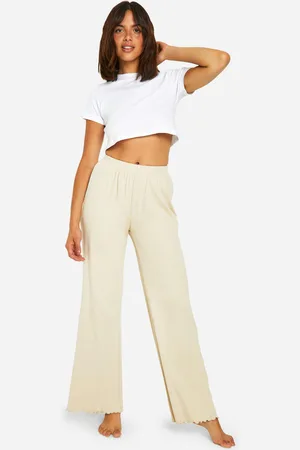 Boohoo Womens Wide Leg Rib Lounge Trouser - - 6