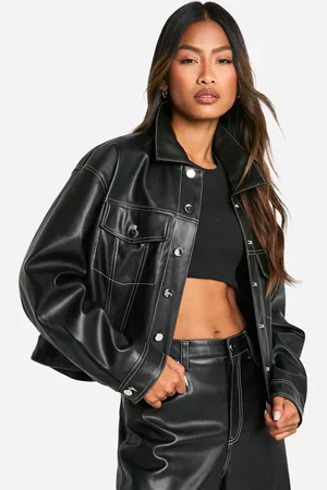 Boohoo Womens Contrast Stitch Detail Faux Leather Jacket - - 8