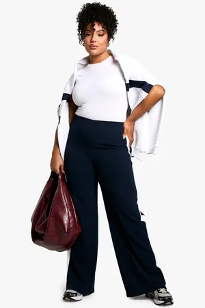 Boohoo Womens Plus Stripe Side Wide Leg Trouser - - 16