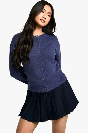 Boohoo Womens Crew Neck Fine Gauge Micro Cardigan - - S