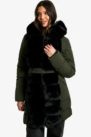 Boohoo Womens Premium Faux Fur Trim Parka - - S