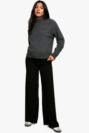Boohoo Womens Maternity Textured Elasticated Waist Drawstring Wide Leg Trouser - - 8