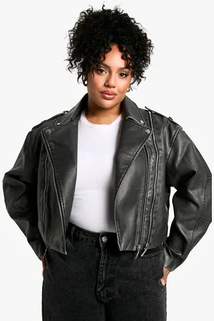 Boohoo Womens Plus Faux Leather Biker Jacket - - 16