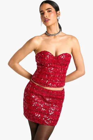 Boohoo Womens Premium Sequin Boucle Corset - - 10