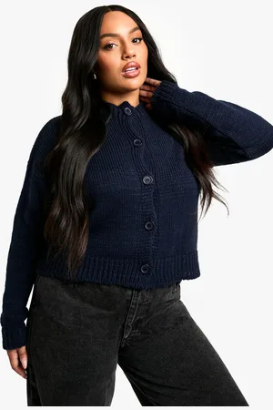 Boohoo Womens Plus Crew Neck Button Front Cardigan - - 16-18