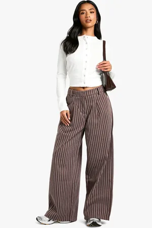 Boohoo Womens Petite Stripe Wool Look Trousers - - 6