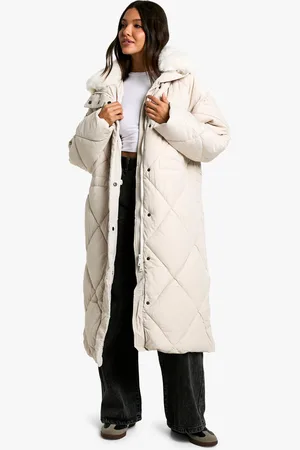 Boohoo Womens Premium Faux Fur Trim Quilted Maxi Parka - - S/M