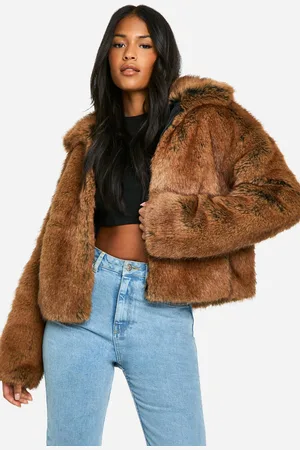 Boohoo Womens Tall Premium Collared Faux Fur Coat - - 6