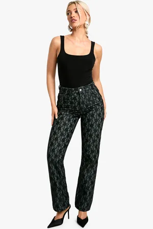 Boohoo Womens Lace Overlay Straight Leg Jeans - - 6