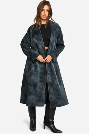 Boohoo Womens Vintage Look Faux Leather Trench Coat - - 8