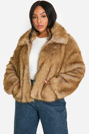 Boohoo Womens Plus Premium Collared Faux Fur Coat - - 28