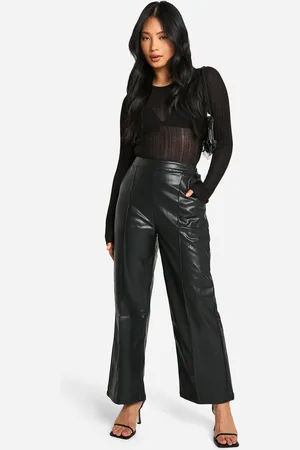 Boohoo Womens Petite Straight Leg Faux Leather Trouser - - 6/26L