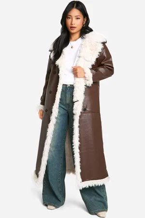 Boohoo Womens Petite Faux Leather Longline Coat - - 6