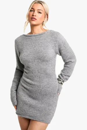 Boohoo Womens Glitter Knitted Open Back Mini Dress - - S