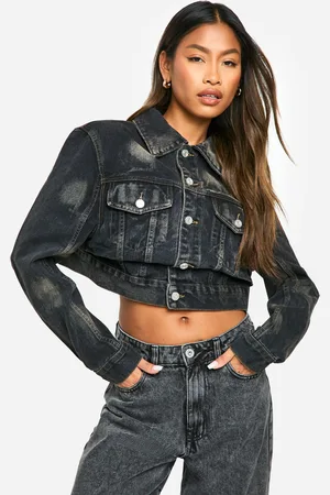 Boohoo Womens Waist Detail Distressed Denim Jacket - - 6